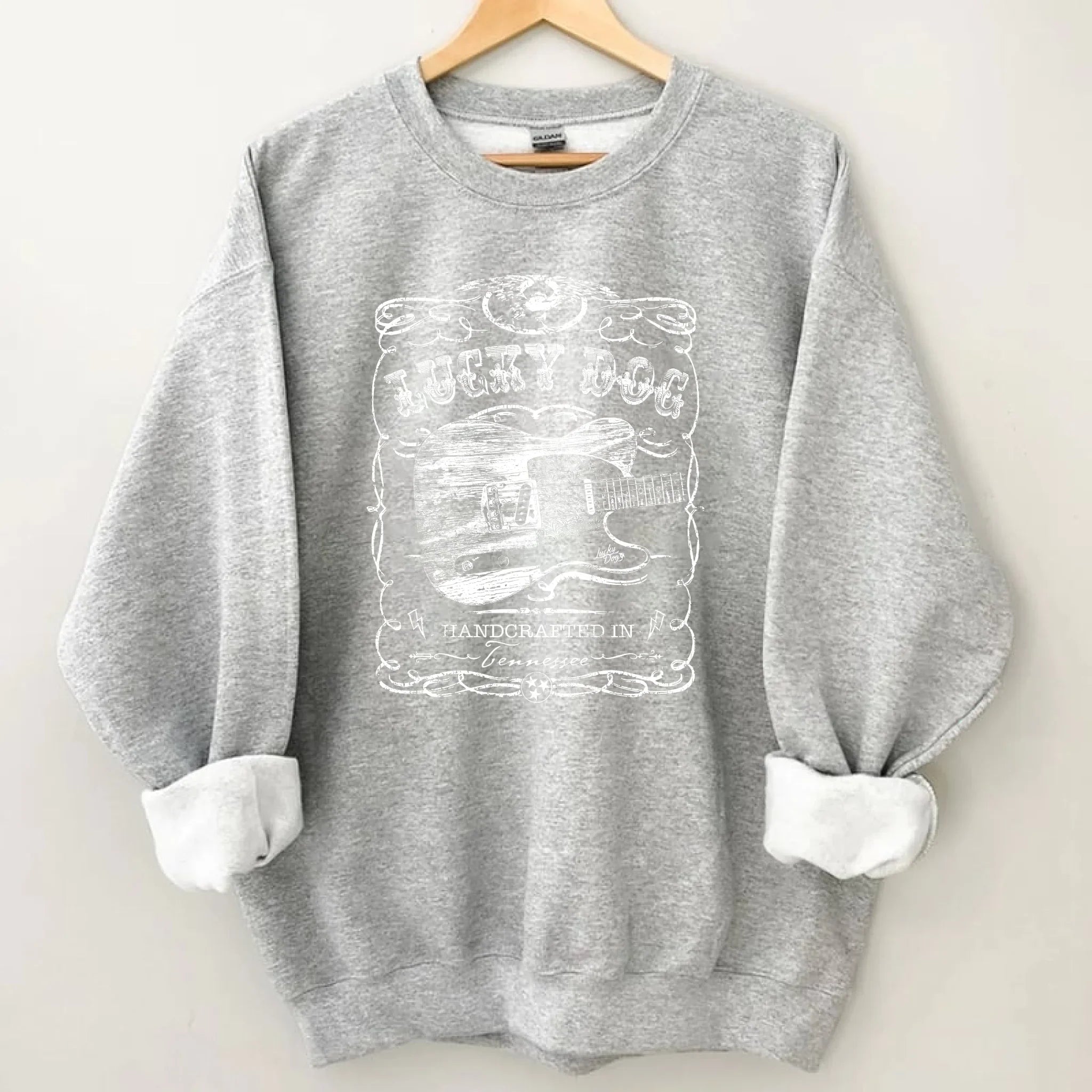 Lucky Dog Custom Guitar Eagle Label Black T-Shirt