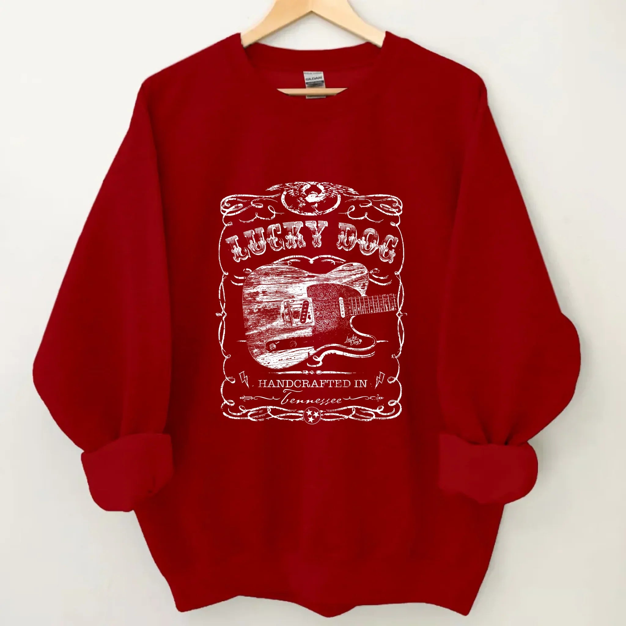 Lucky Dog Custom Guitar Eagle Label Black T-Shirt