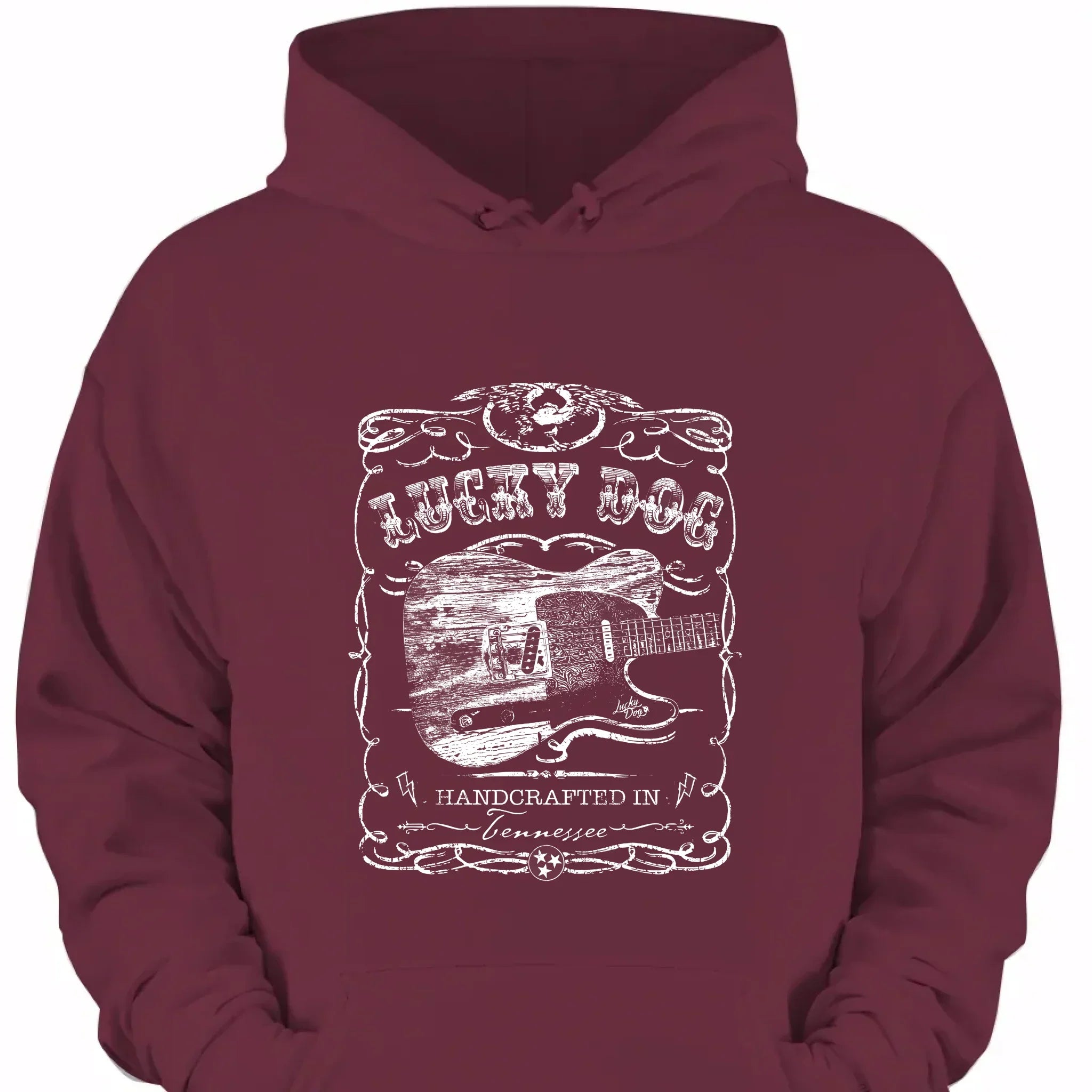 Lucky Dog Custom Guitar Eagle Label Black T-Shirt