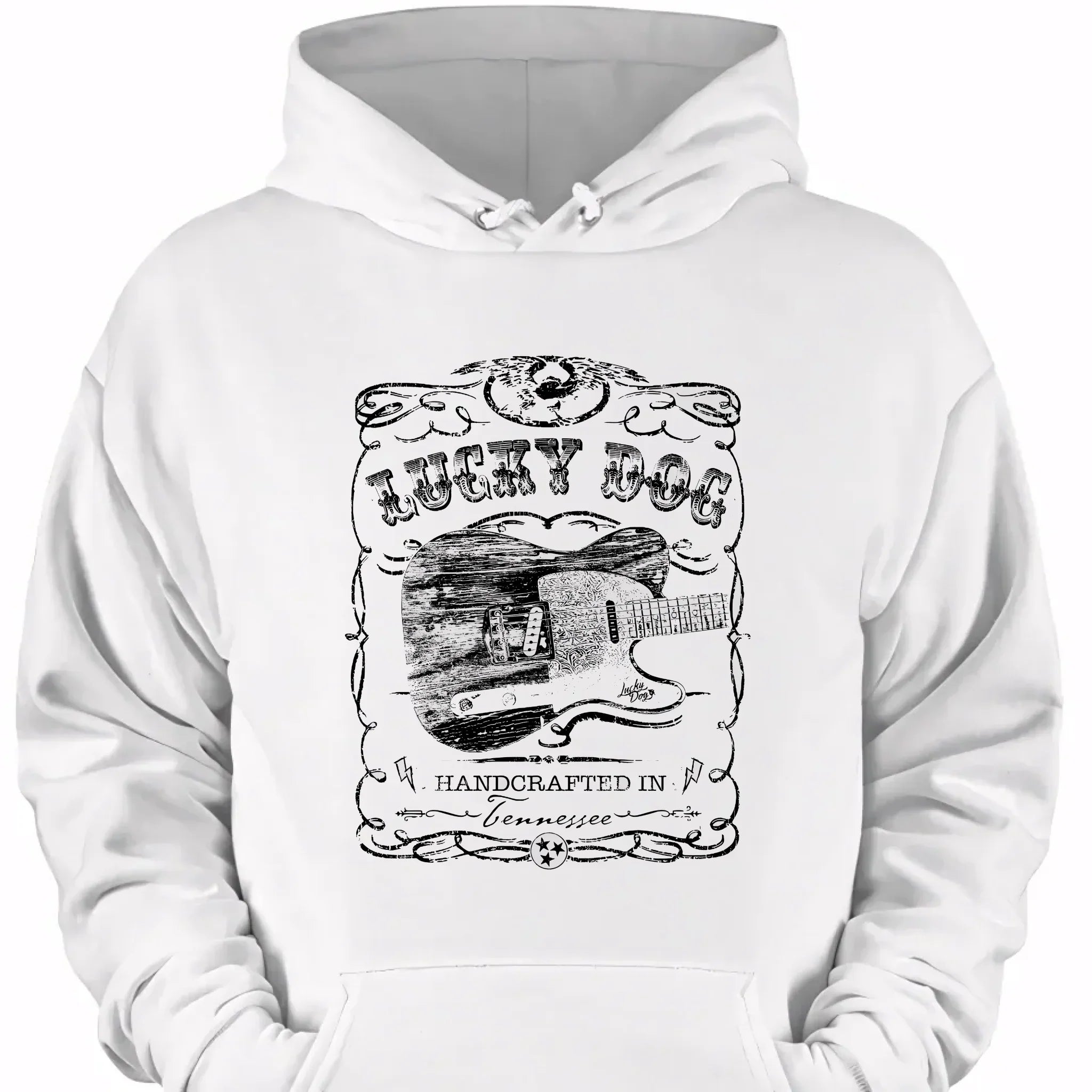 Lucky Dog Custom Guitar Eagle Label Black T-Shirt