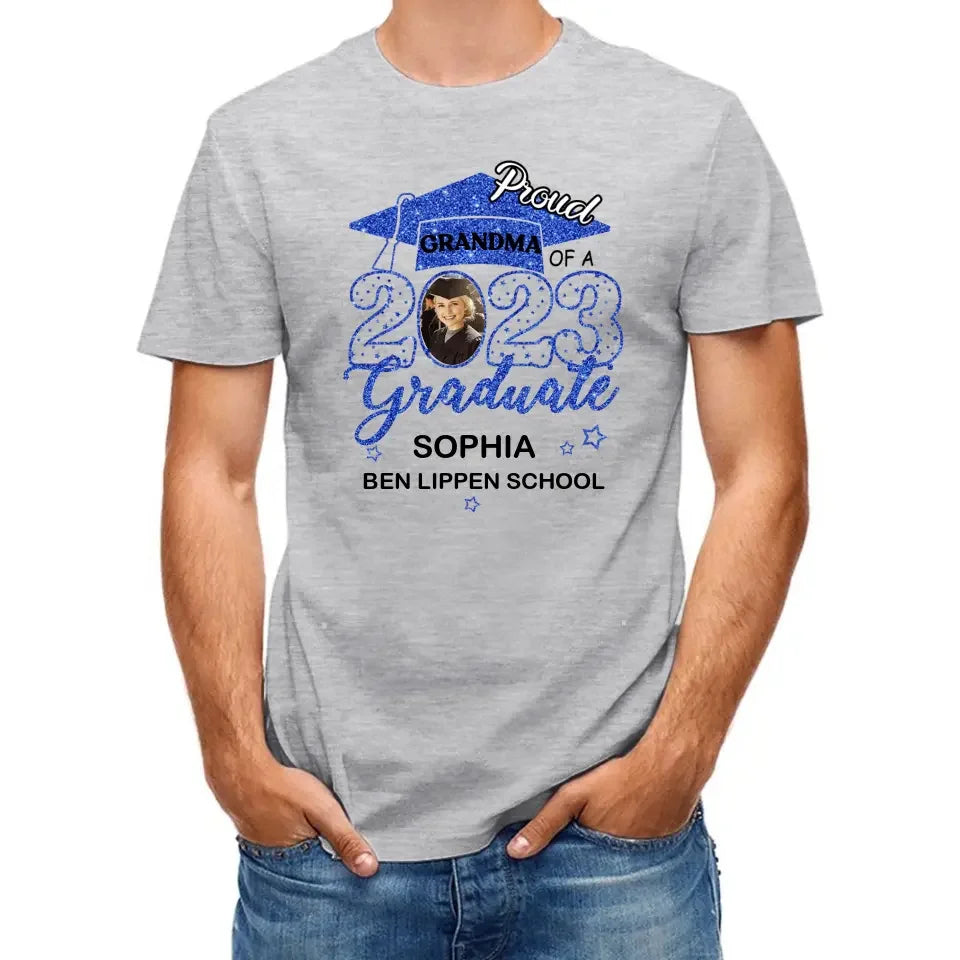 Custom Proud With Glitter Star Graduation Cap Photo Shirts, Graduation Gift - Joliny