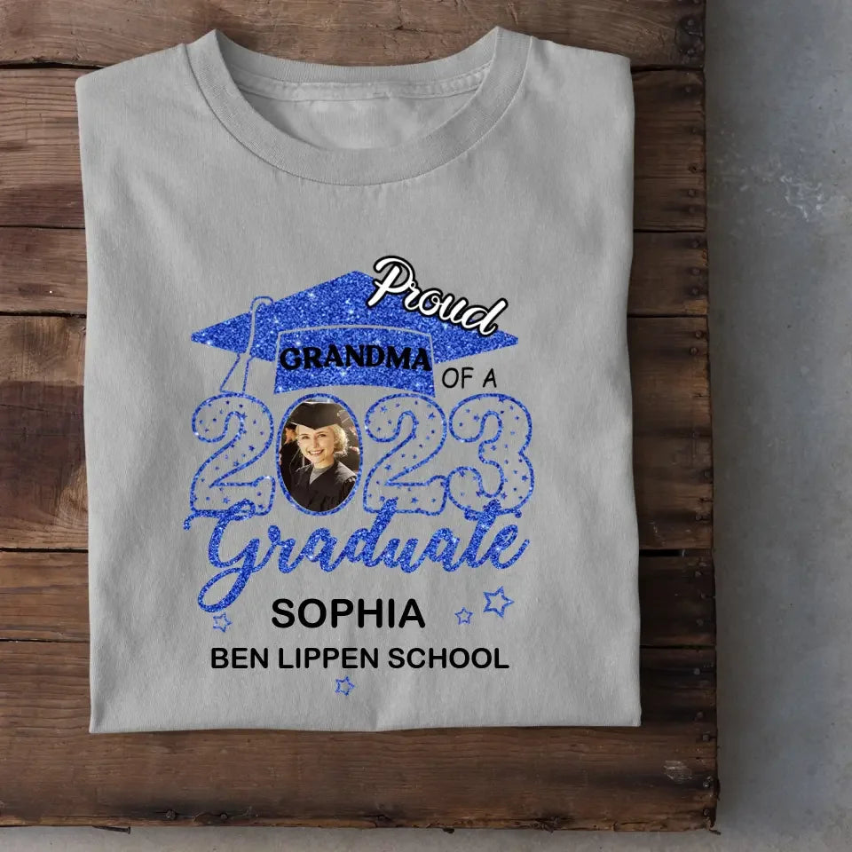 Custom Proud With Glitter Star Graduation Cap Photo Shirts, Graduation Gift - Joliny