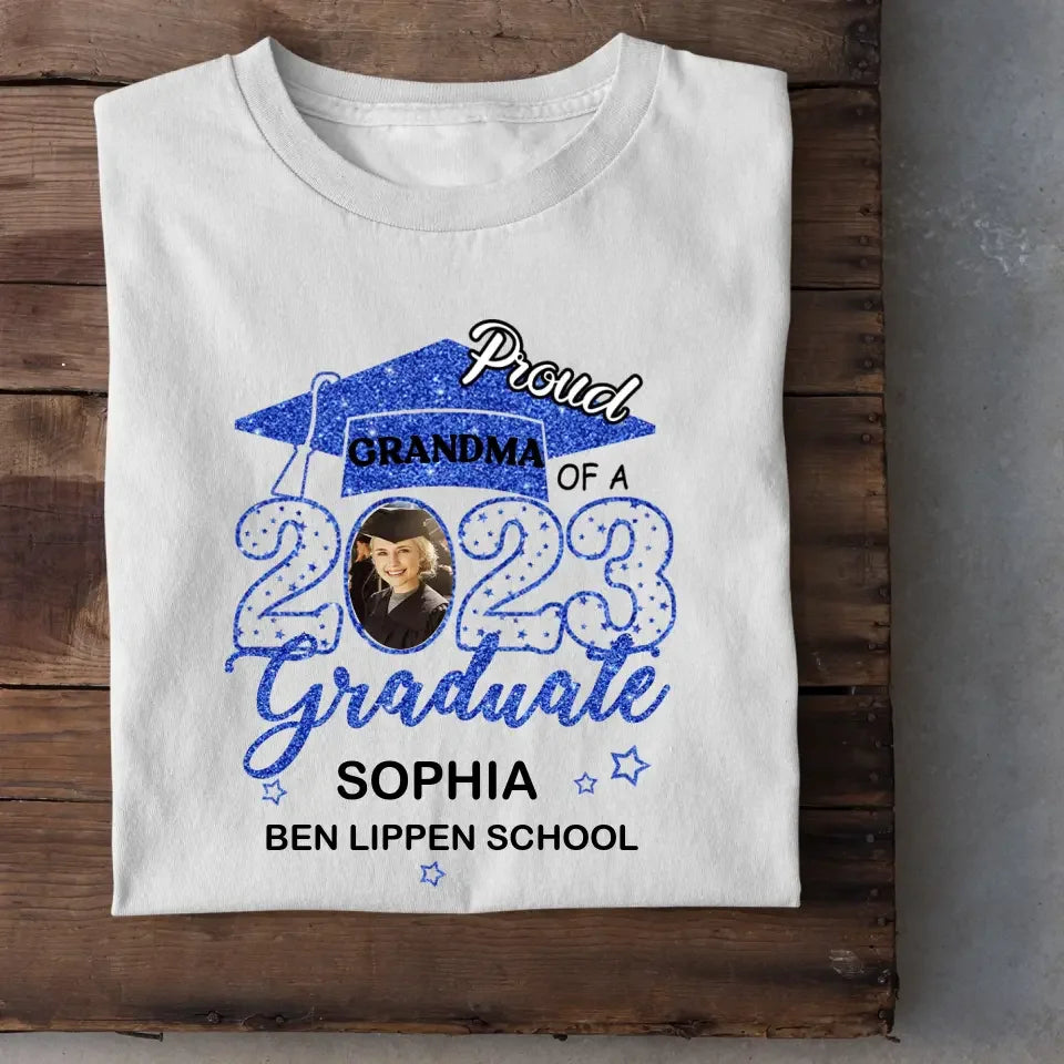 Custom Proud With Glitter Star Graduation Cap Photo Shirts, Graduation Gift - Joliny