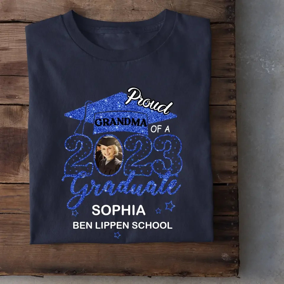 Custom Proud With Glitter Star Graduation Cap Photo Shirts, Graduation Gift - Joliny