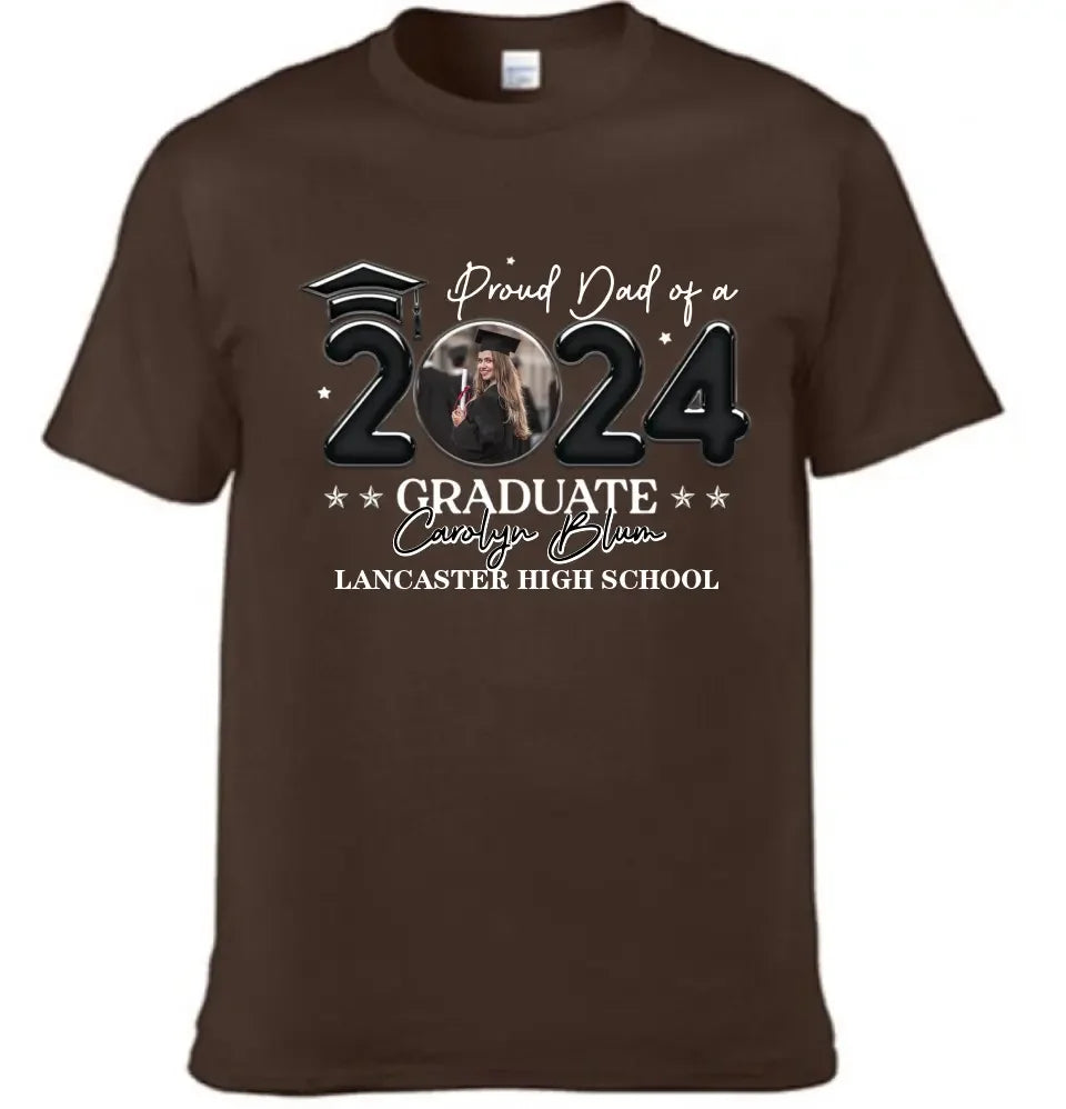 Personalized T-shirt - Graduation Keepsake Gift - Balloon Style Proud Mom Dad Of A 2024 Graduate Photo - Joliny