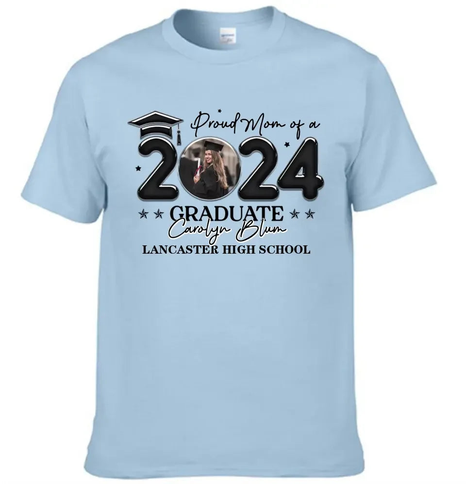 Personalized T-shirt - Graduation Keepsake Gift - Balloon Style Proud Mom Dad Of A 2024 Graduate Photo - Joliny