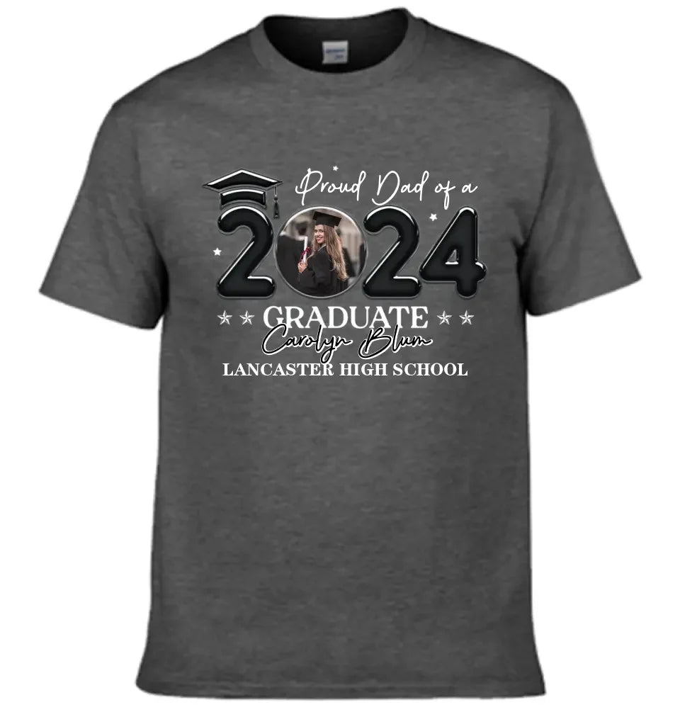 Personalized T-shirt - Graduation Keepsake Gift - Balloon Style Proud Mom Dad Of A 2024 Graduate Photo - Joliny