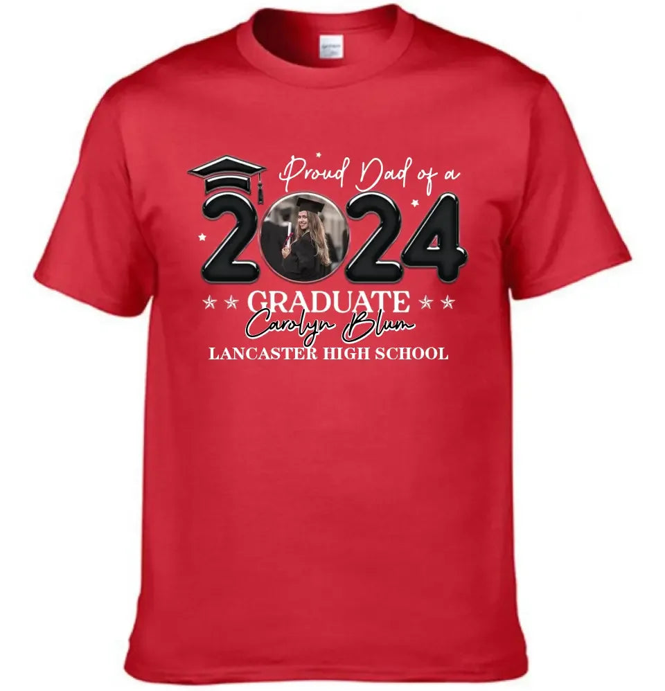Personalized T-shirt - Graduation Keepsake Gift - Balloon Style Proud Mom Dad Of A 2024 Graduate Photo - Joliny