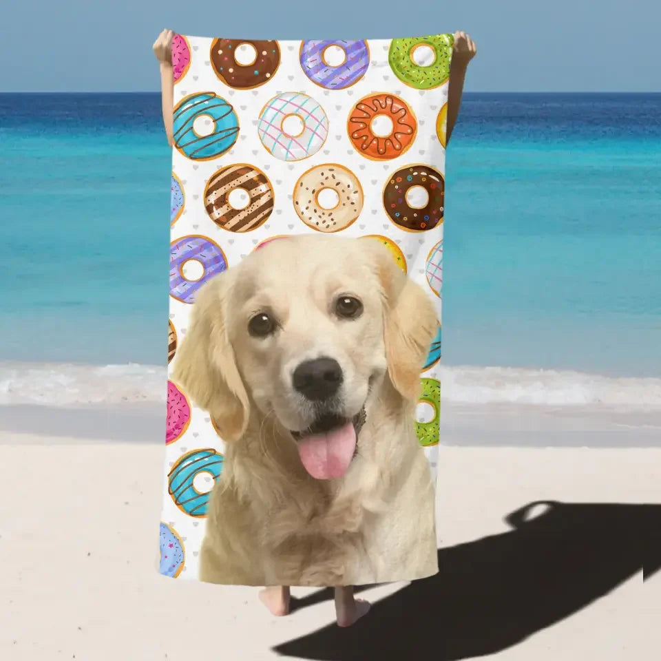 Donuts Flowers And Fruits Summer Vacation - Personalized Photo Beach Towel