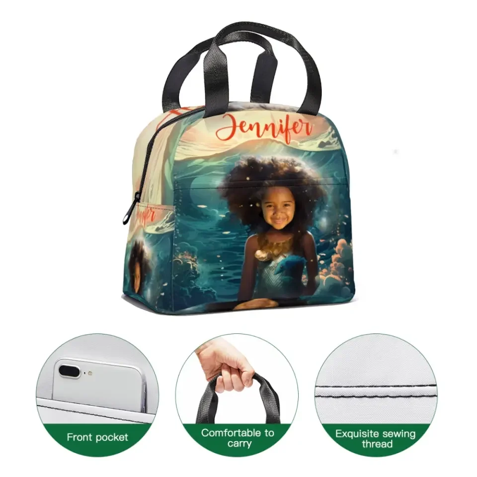 Customized Photo Name Little Mermaid Backpack, A Gift For Your Daughter For The Start Of The School Season - Joliny