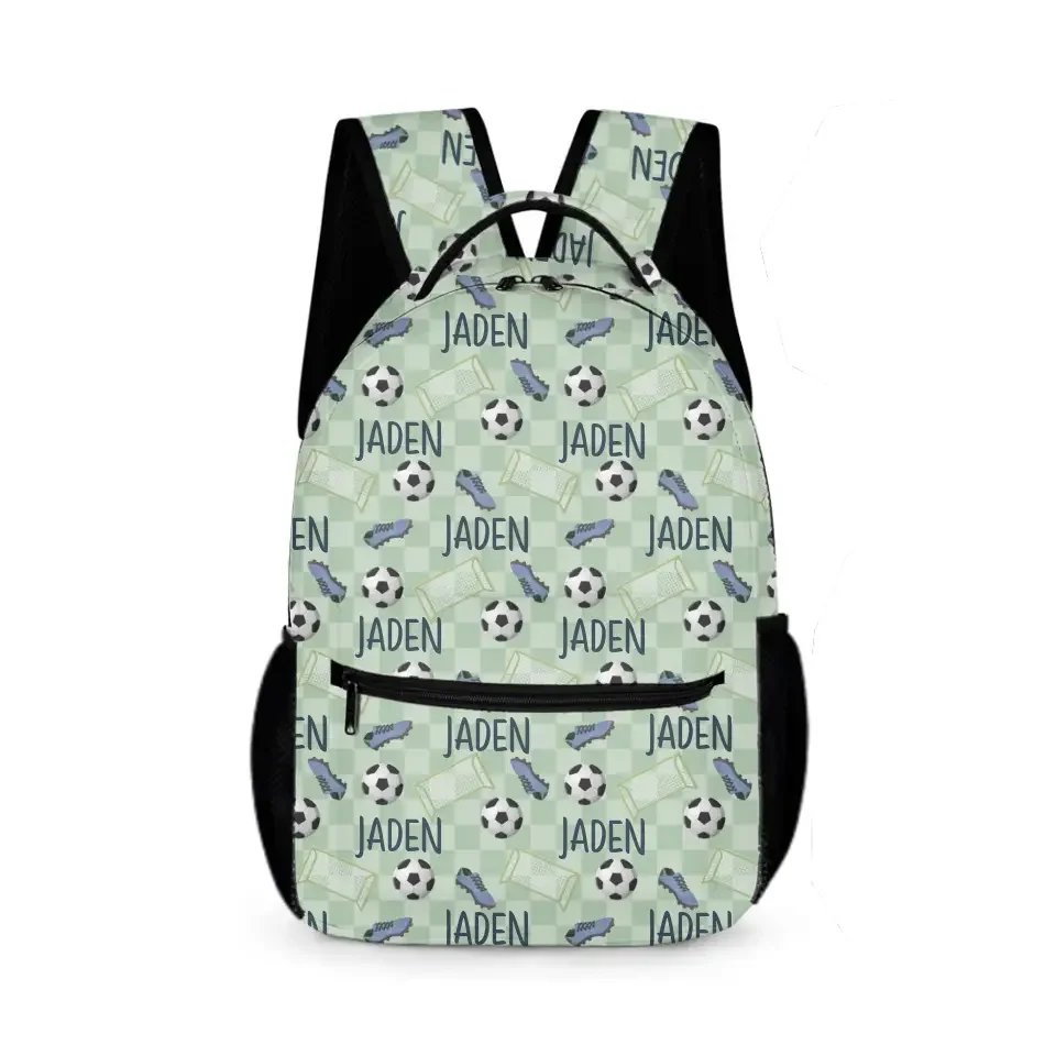 Customized Name Green Football Backpack School Season Kids Gift - Joliny