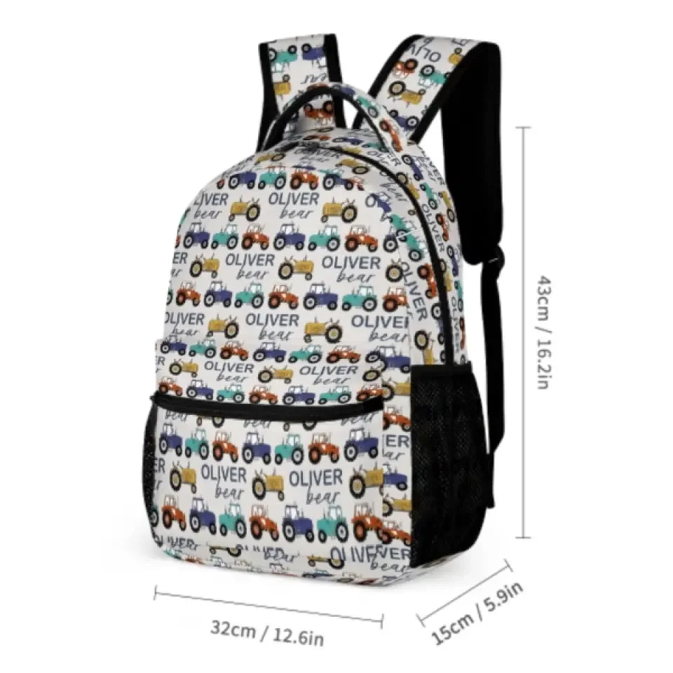Cartoon Small Tractor Personalized Kids Backpack School Season Gift - Joliny