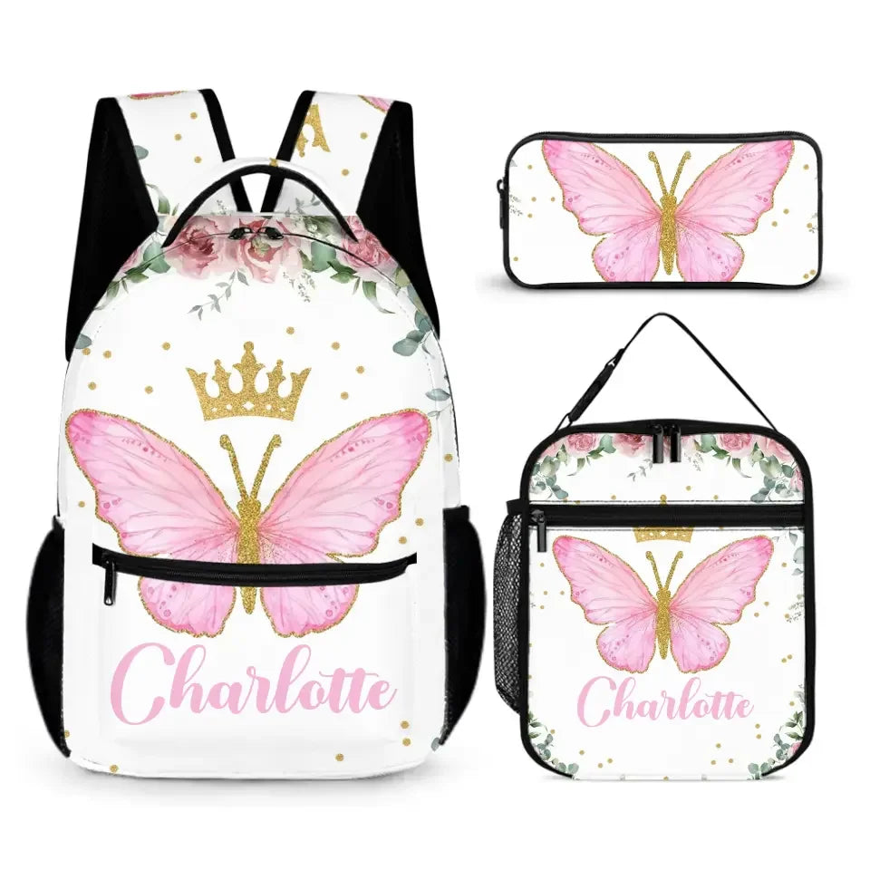 Personalized Custom Baby Girl Backpack - Baby Girl Name Butterfly Receiving Backpack - Joliny
