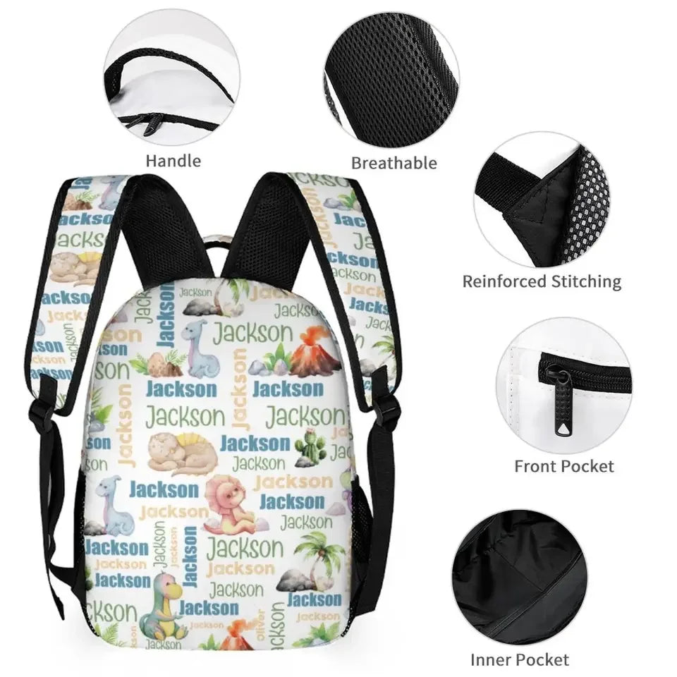 Personalized Dinosaur Name Pattern Backpack - Joliny