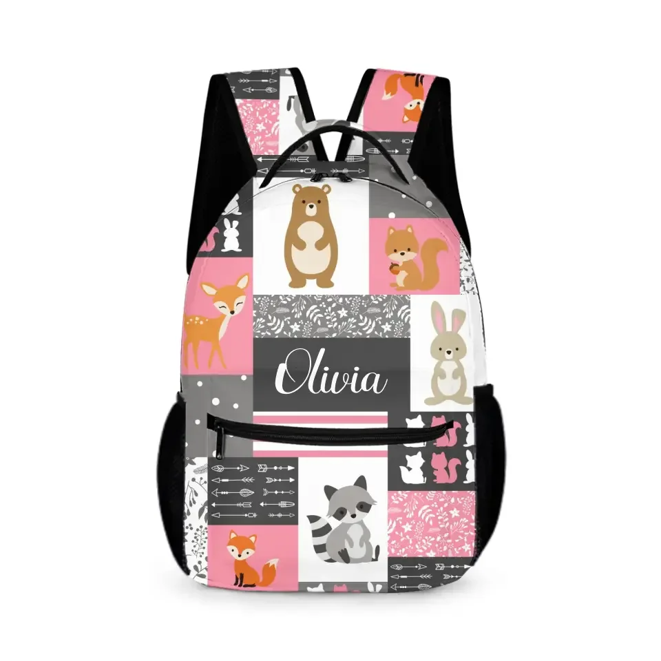 Personalized Custom Name Baby Backpack for Girl - Little Bear Rabbit Sika Deer Fox - Joliny