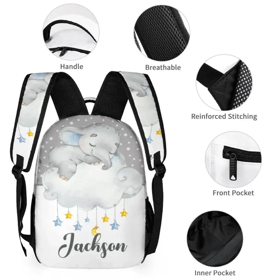 Personalized Custom Name Elephants Backpack - Joliny