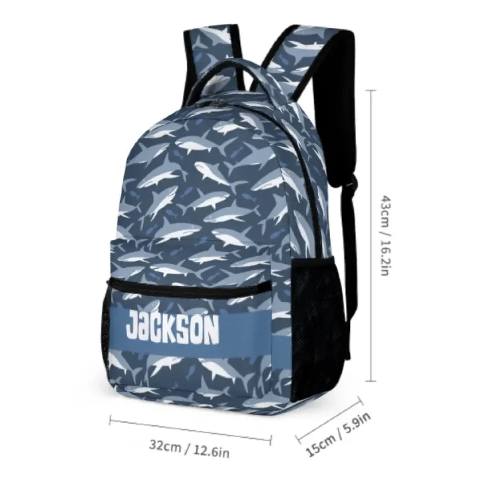 Shark Themed Personalized Name Custom Backpack - Gifts for Kids - Joliny