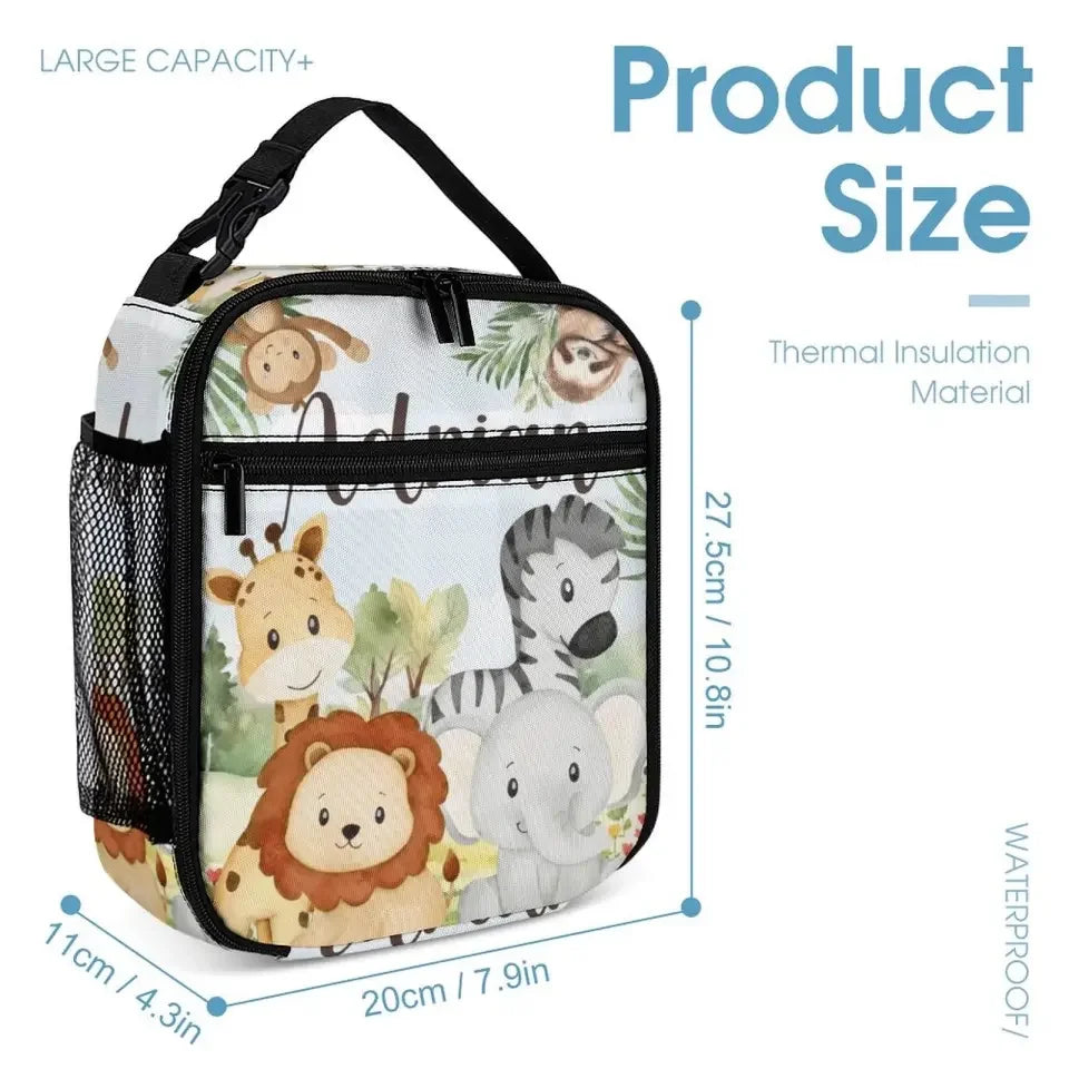 Personalized Custom Name Backpack - Jungle Greenery Leaves Forest Safari Animals - Joliny