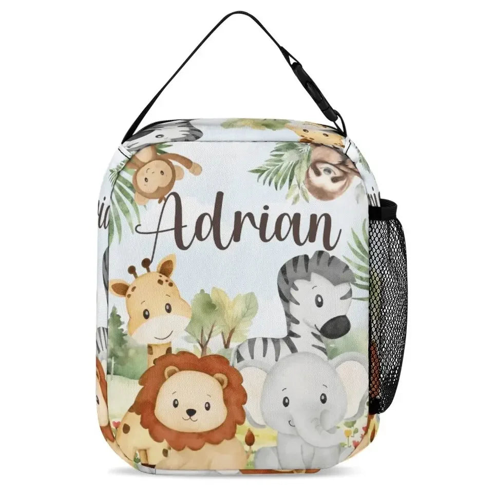 Personalized Custom Name Backpack - Jungle Greenery Leaves Forest Safari Animals - Joliny