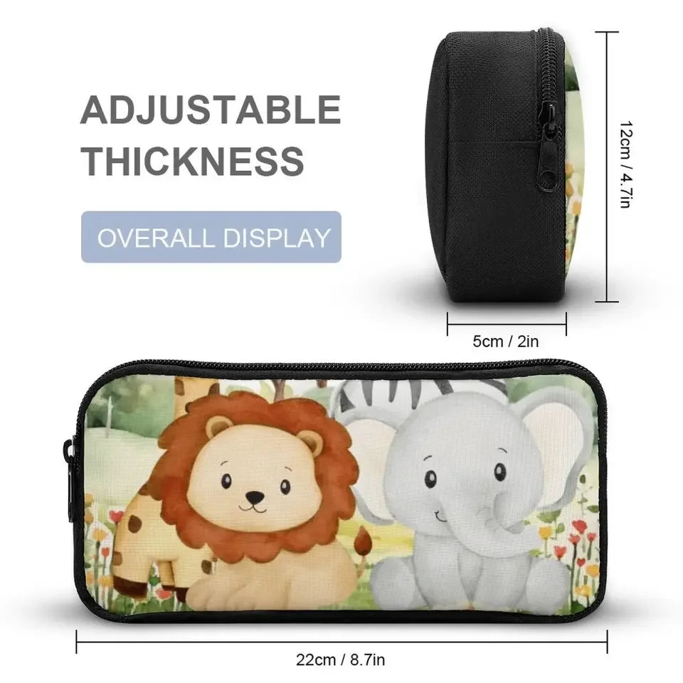 Personalized Custom Name Backpack - Jungle Greenery Leaves Forest Safari Animals - Joliny