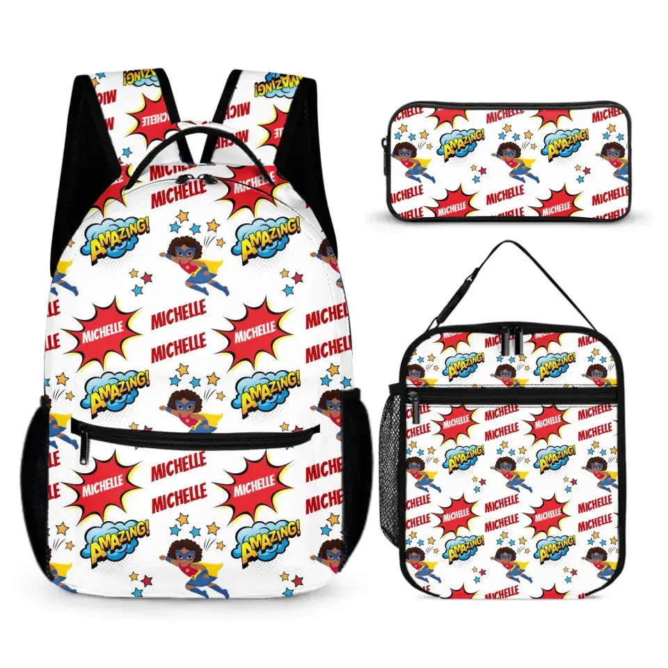 Personalized Custom Comic Book Boy Name Backpack - Superhero Kids Name Backpack - Joliny