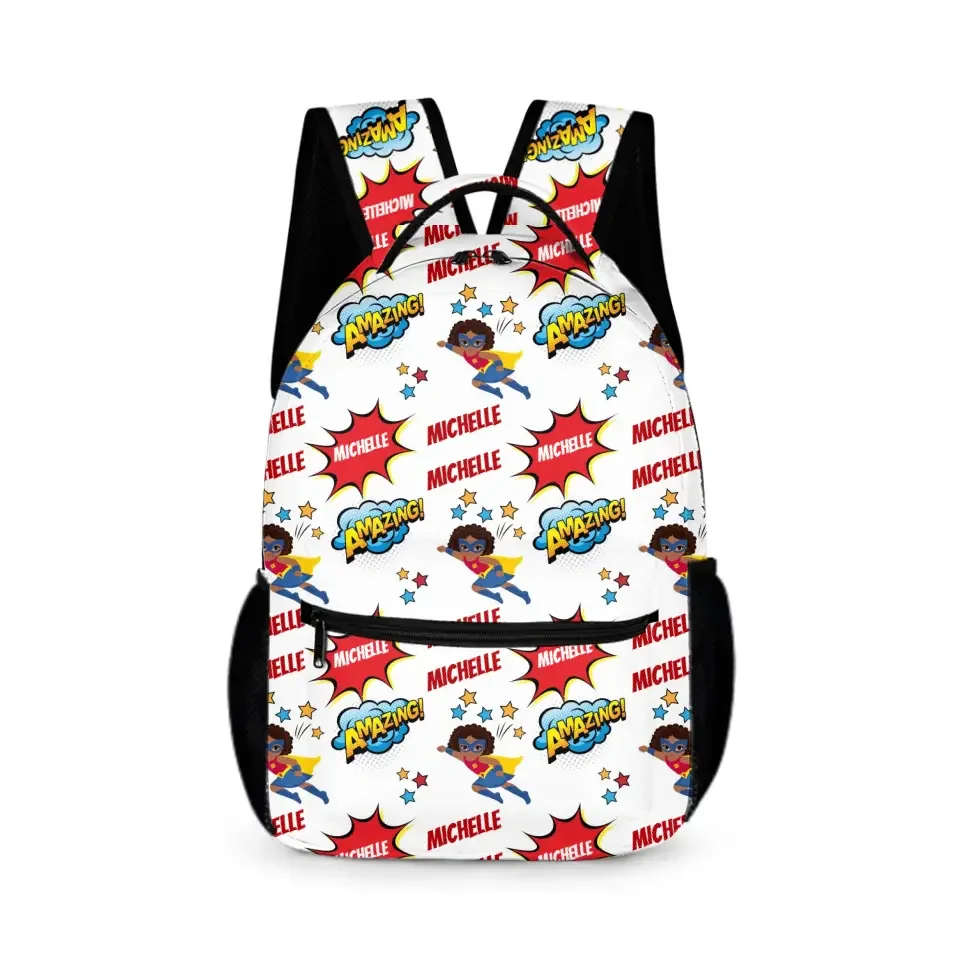 Personalized Custom Comic Book Boy Name Backpack - Superhero Kids Name Backpack - Joliny
