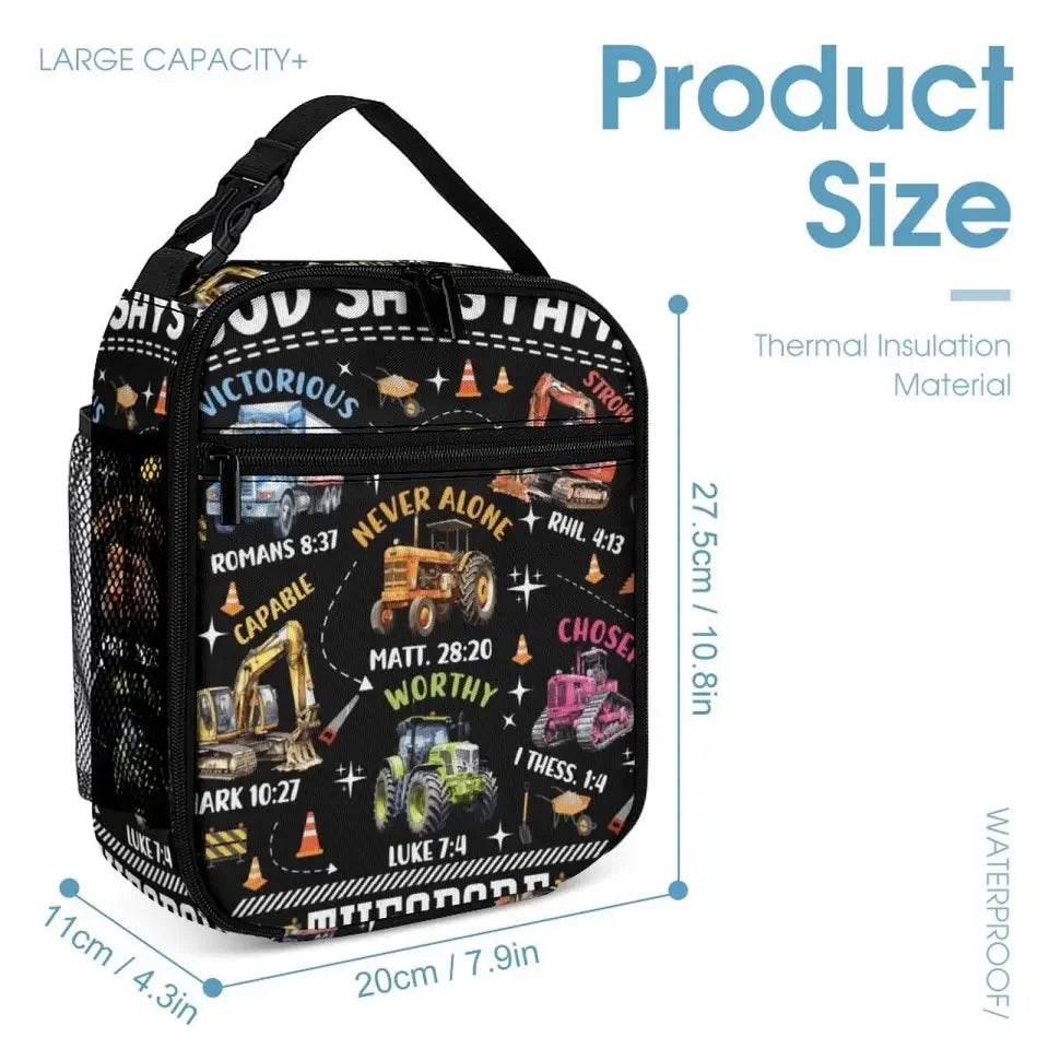 Truck Custom Name Backpack Personalized Text Gifts, God Says I Am Construction Bible Verse - Joliny