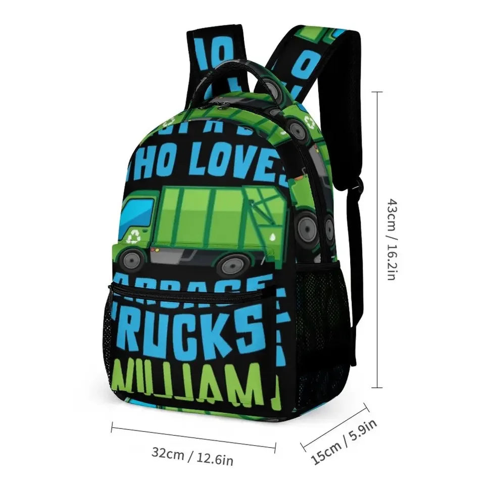 Custom Just A Boy Who Loves Garbage Truck Backpack with Name - Joliny