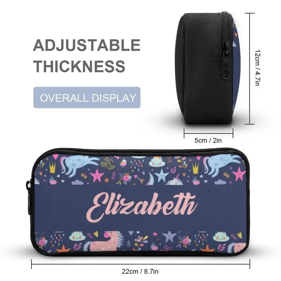 Personalized Custom Name Backpack - Clouds Raindrops Rainbow Stars Unicorn - Joliny