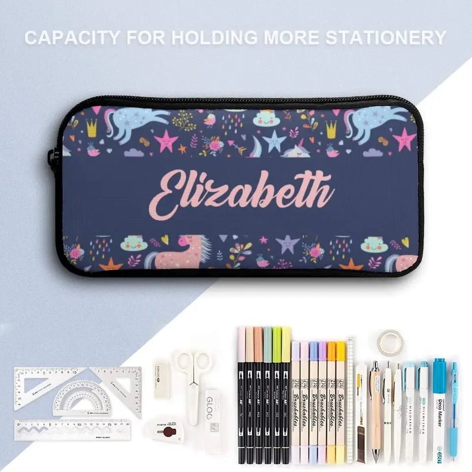 Personalized Custom Name Backpack - Clouds Raindrops Rainbow Stars Unicorn - Joliny