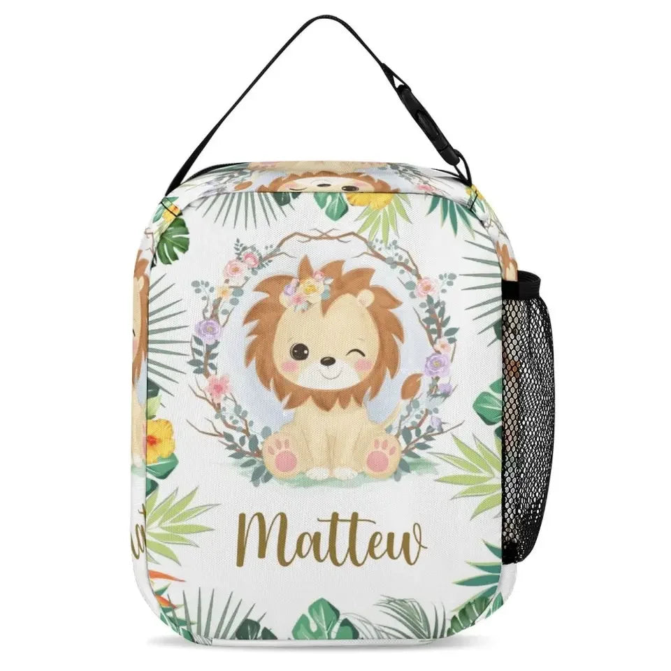 Personalized Lion Cub Wearing Flowers Backpack for Girls Boys - Joliny