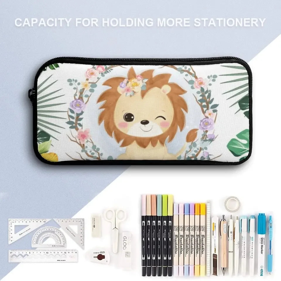 Personalized Lion Cub Wearing Flowers Backpack for Girls Boys - Joliny