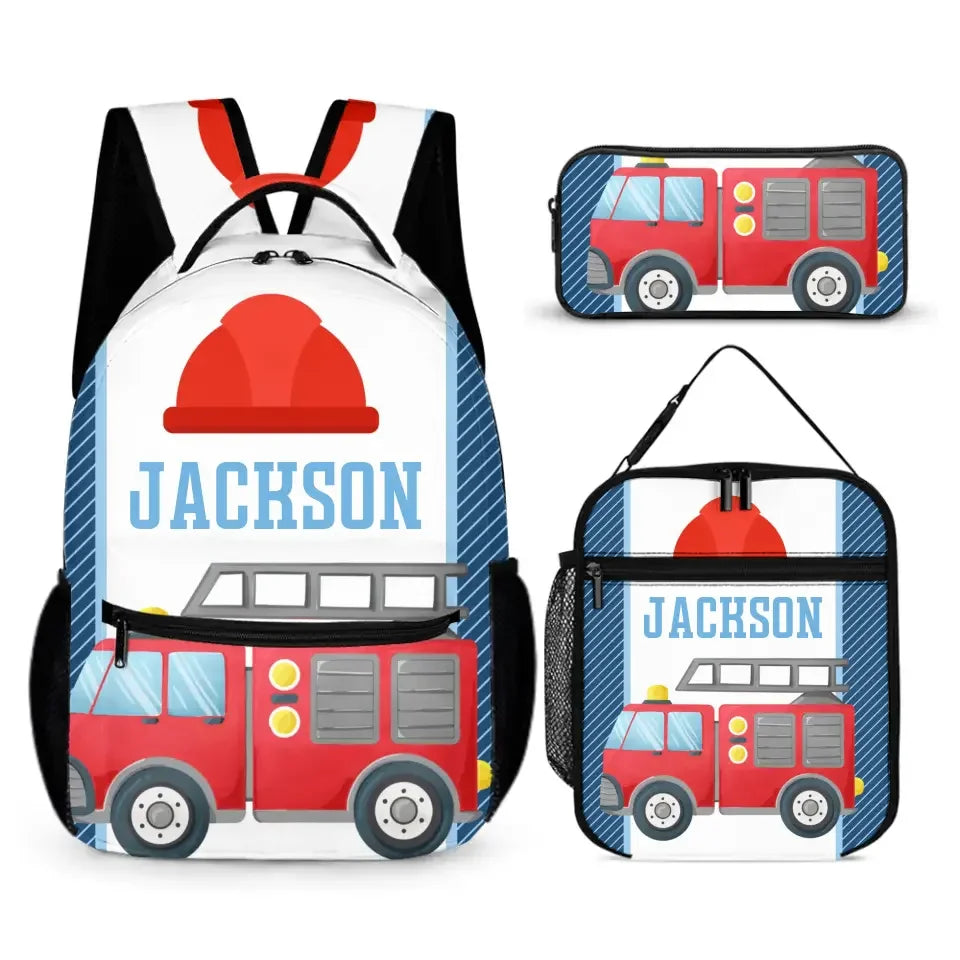 Personalized Custom Name Firetruck Backpack for Boys, Girls - Joliny