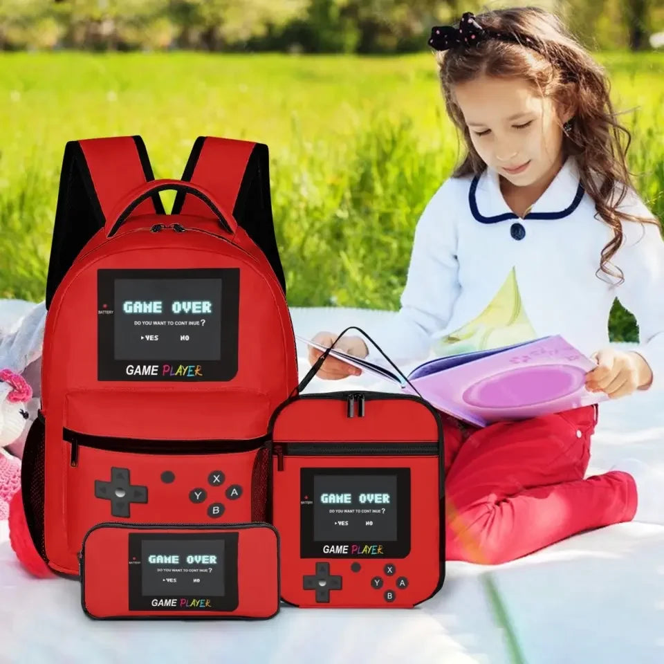Press Start to Learning - Personalized Game Console Pattern School Backpack for Young Gamers - Joliny