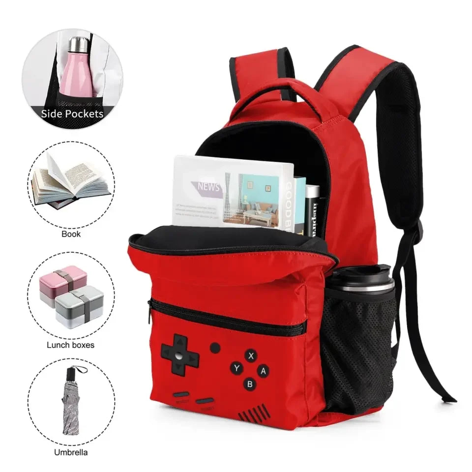 Press Start to Learning - Personalized Game Console Pattern School Backpack for Young Gamers - Joliny
