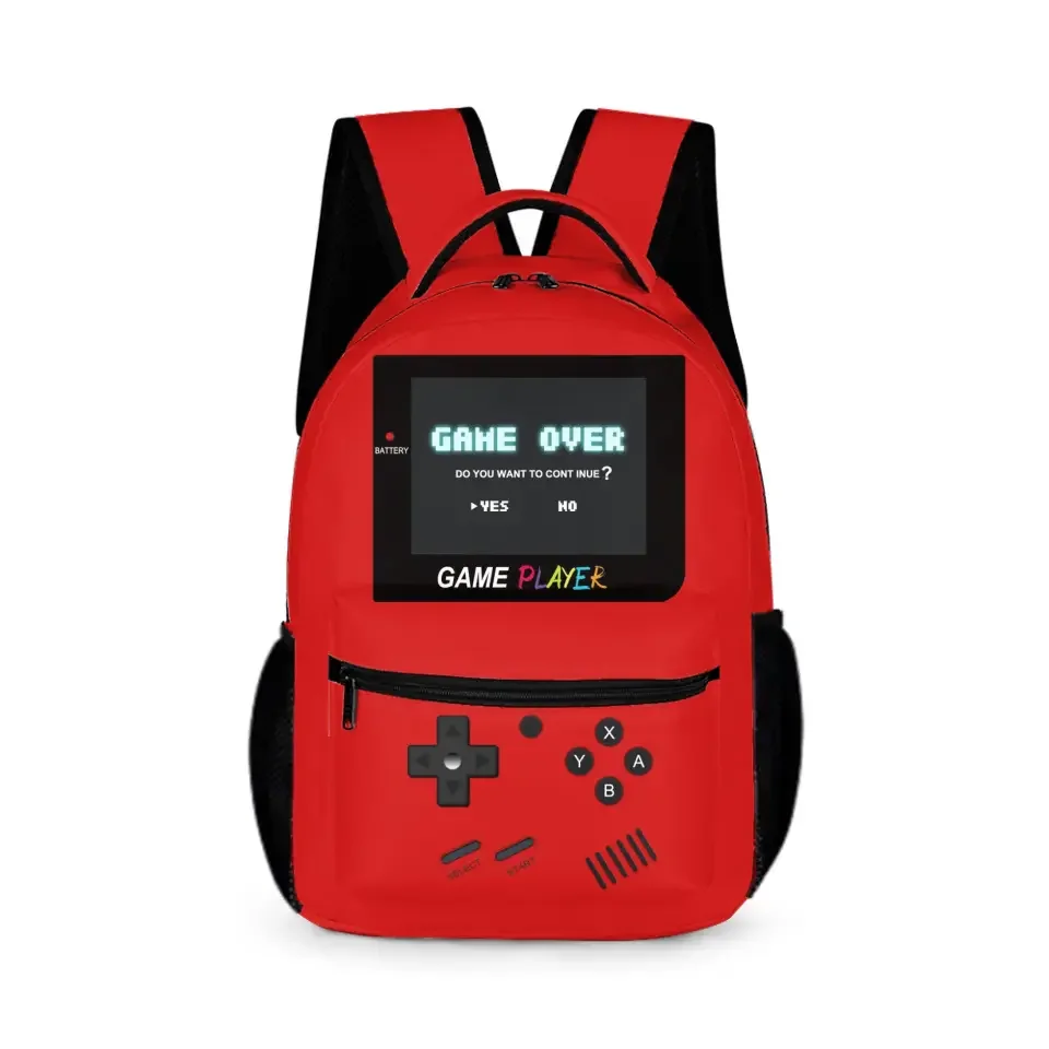 Press Start to Learning - Personalized Game Console Pattern School Backpack for Young Gamers - Joliny