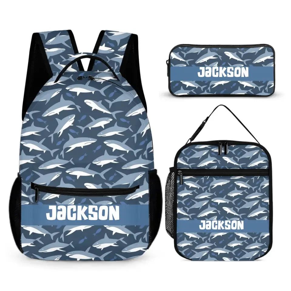 Shark Themed Personalized Name Custom Backpack - Gifts for Kids - Joliny