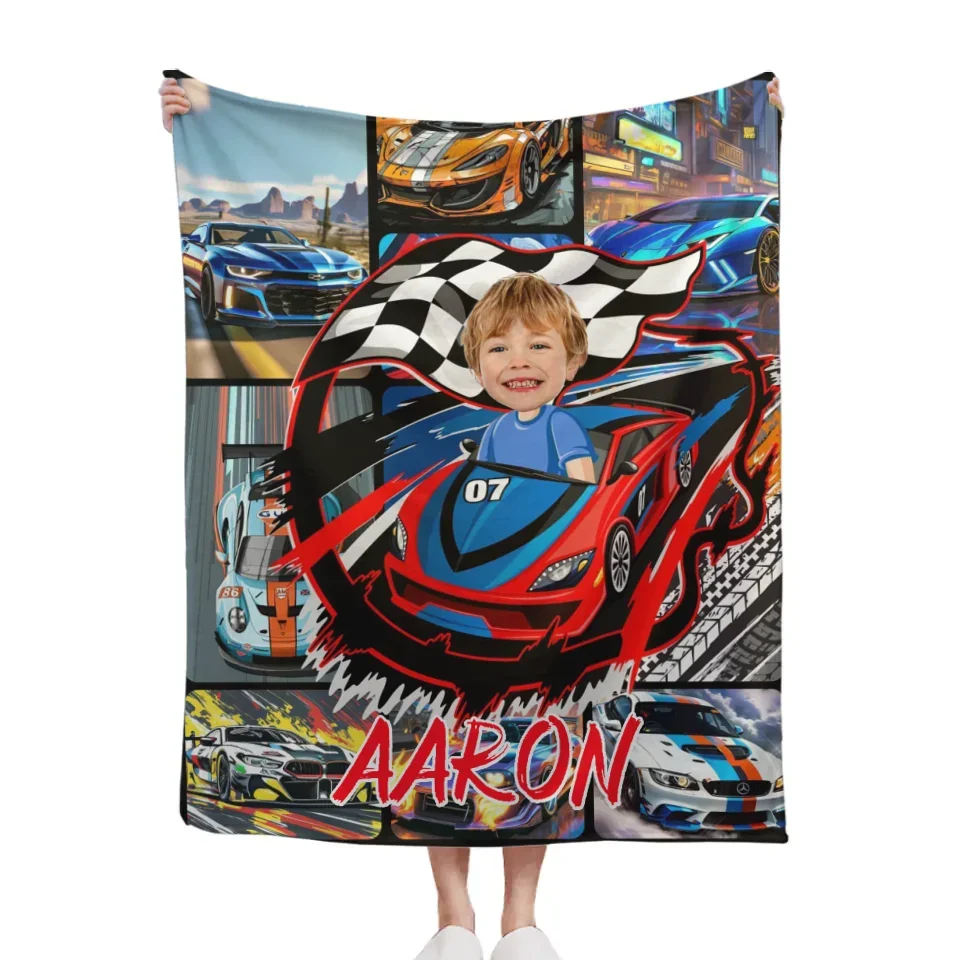 Custom Blanket Personalized Fantasy Car Truck Blanket - Gift for a child who loves car racing! - Joliny