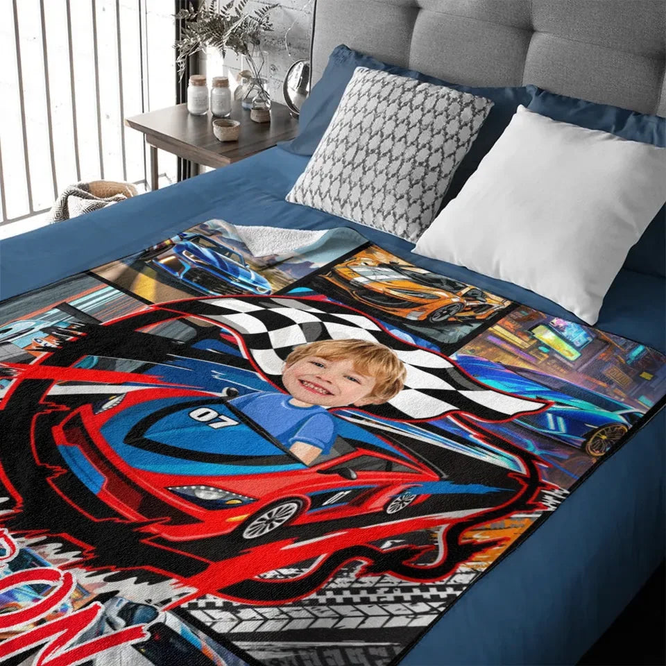 Custom Blanket Personalized Fantasy Car Truck Blanket - Gift for a child who loves car racing! - Joliny