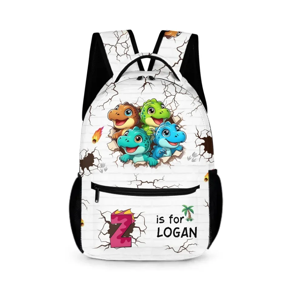 Customised Dinosaur Themed School Bags - Personalised Name and Dinosaur Style Initials Backpack - A Gift For Children,Dinosaur Lovers - Joliny