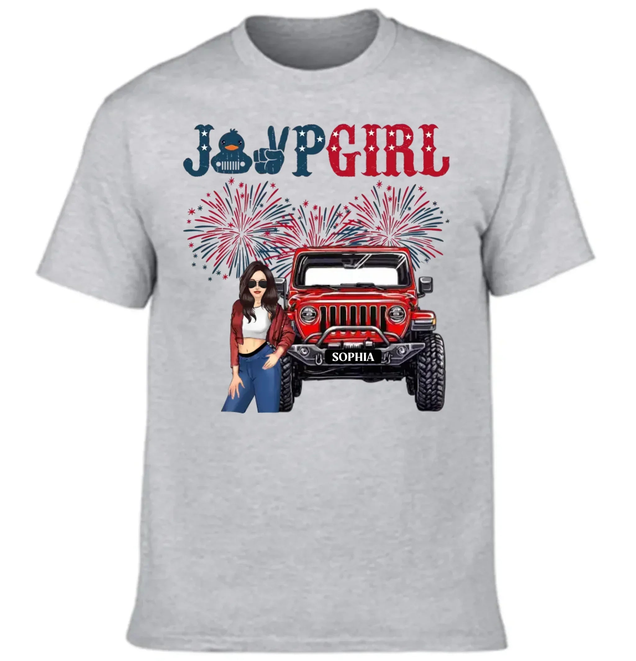 Custom Independence Day 4th Gift T-shirt - Personalised Girls Names and Images Jeep Girl Themed Clothes - A Gift For Girl,Sister,Friend,BFF,Jeep Lovers - Joliny