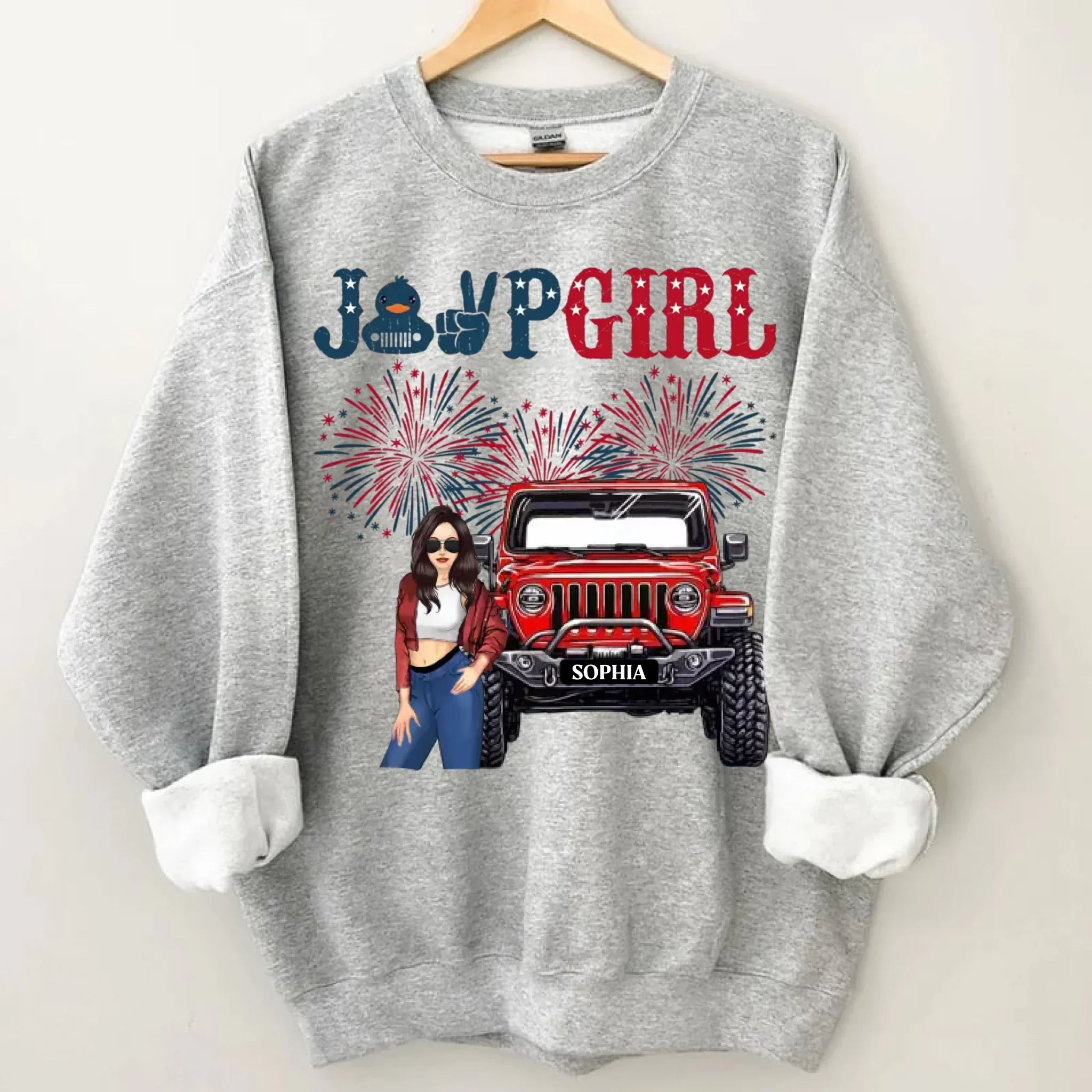 Custom Independence Day 4th Gift T-shirt - Personalised Girls Names and Images Jeep Girl Themed Clothes - A Gift For Girl,Sister,Friend,BFF,Jeep Lovers - Joliny