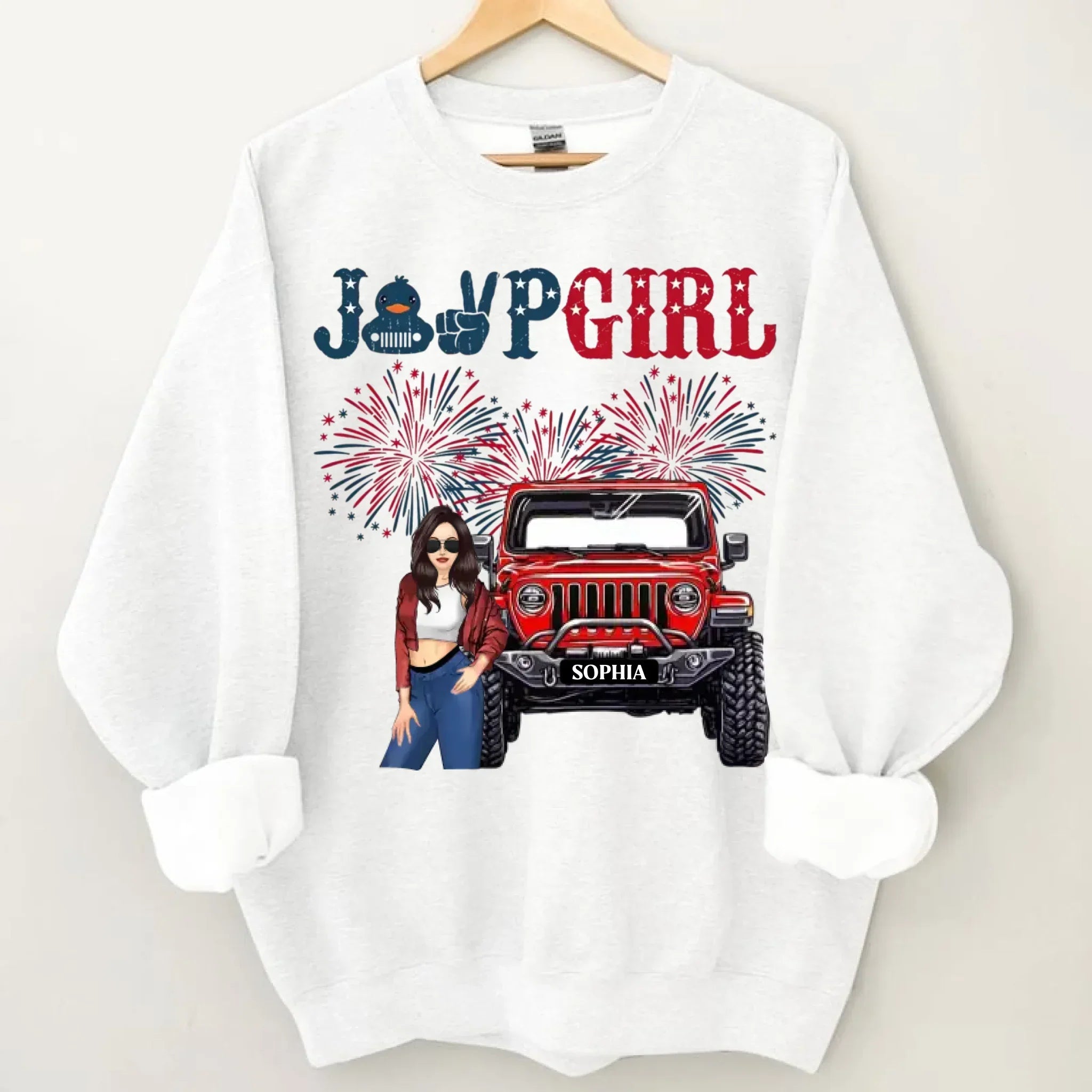 Custom Independence Day 4th Gift T-shirt - Personalised Girls Names and Images Jeep Girl Themed Clothes - A Gift For Girl,Sister,Friend,BFF,Jeep Lovers - Joliny