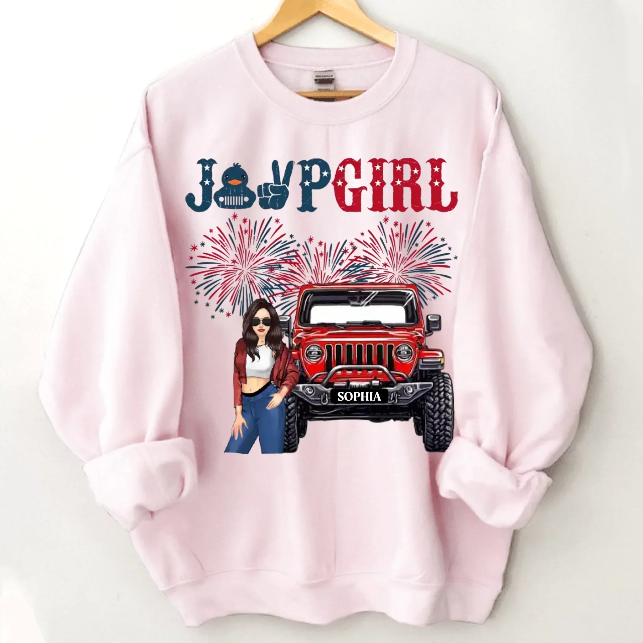 Custom Independence Day 4th Gift T-shirt - Personalised Girls Names and Images Jeep Girl Themed Clothes - A Gift For Girl,Sister,Friend,BFF,Jeep Lovers - Joliny