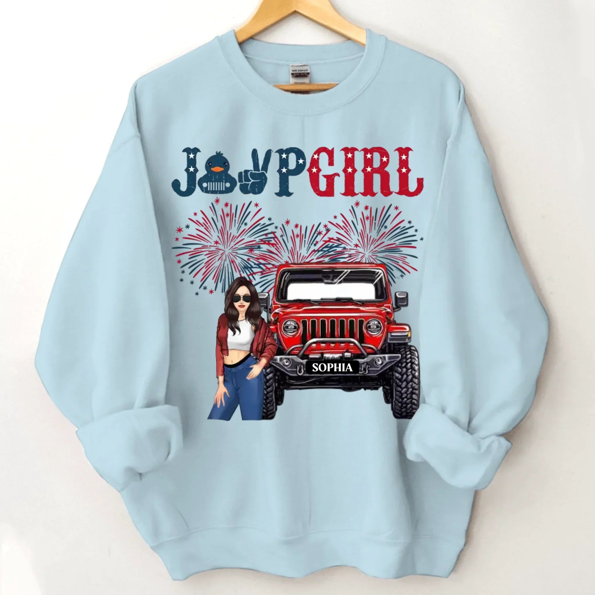 Custom Independence Day 4th Gift T-shirt - Personalised Girls Names and Images Jeep Girl Themed Clothes - A Gift For Girl,Sister,Friend,BFF,Jeep Lovers - Joliny