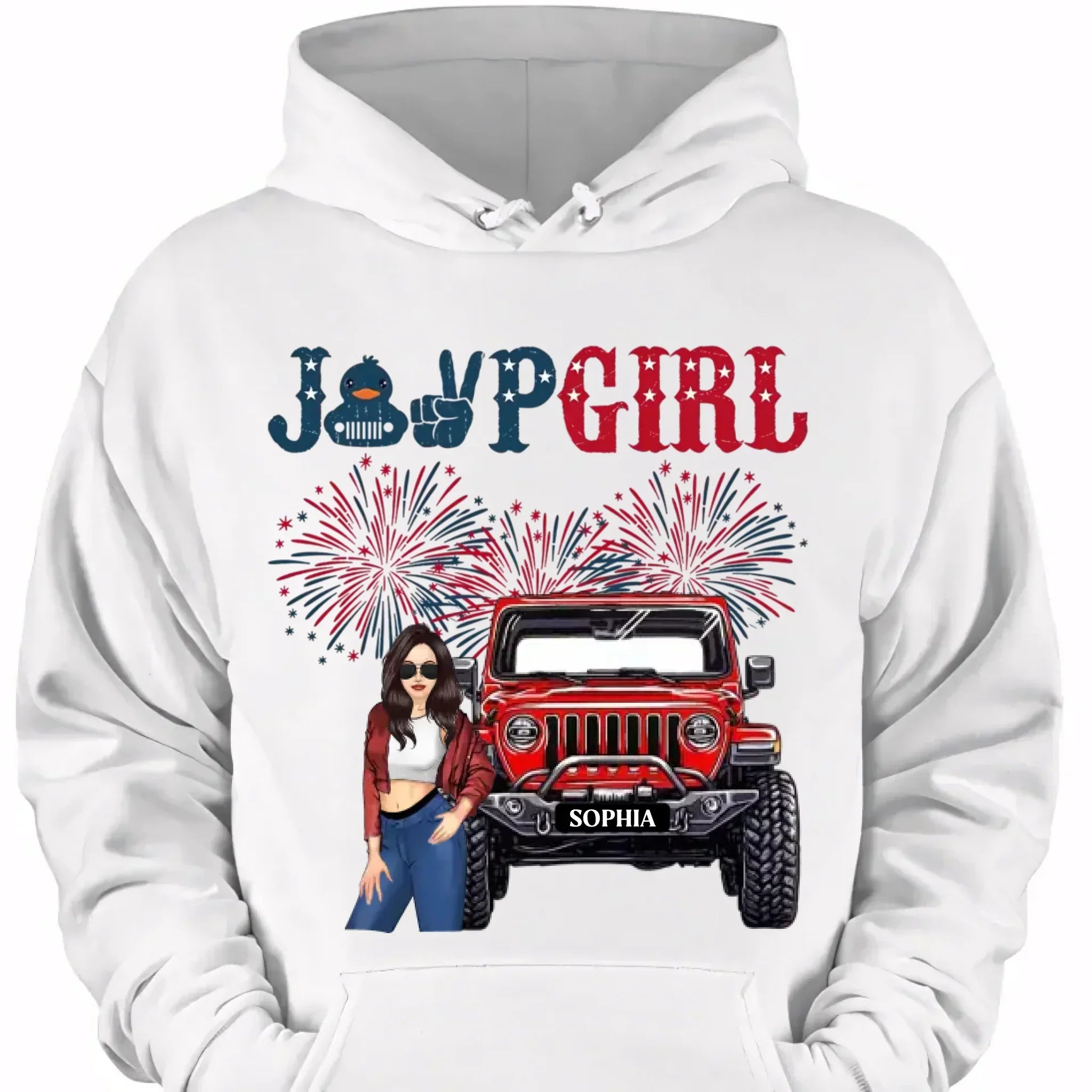 Custom Independence Day 4th Gift T-shirt - Personalised Girls Names and Images Jeep Girl Themed Clothes - A Gift For Girl,Sister,Friend,BFF,Jeep Lovers - Joliny