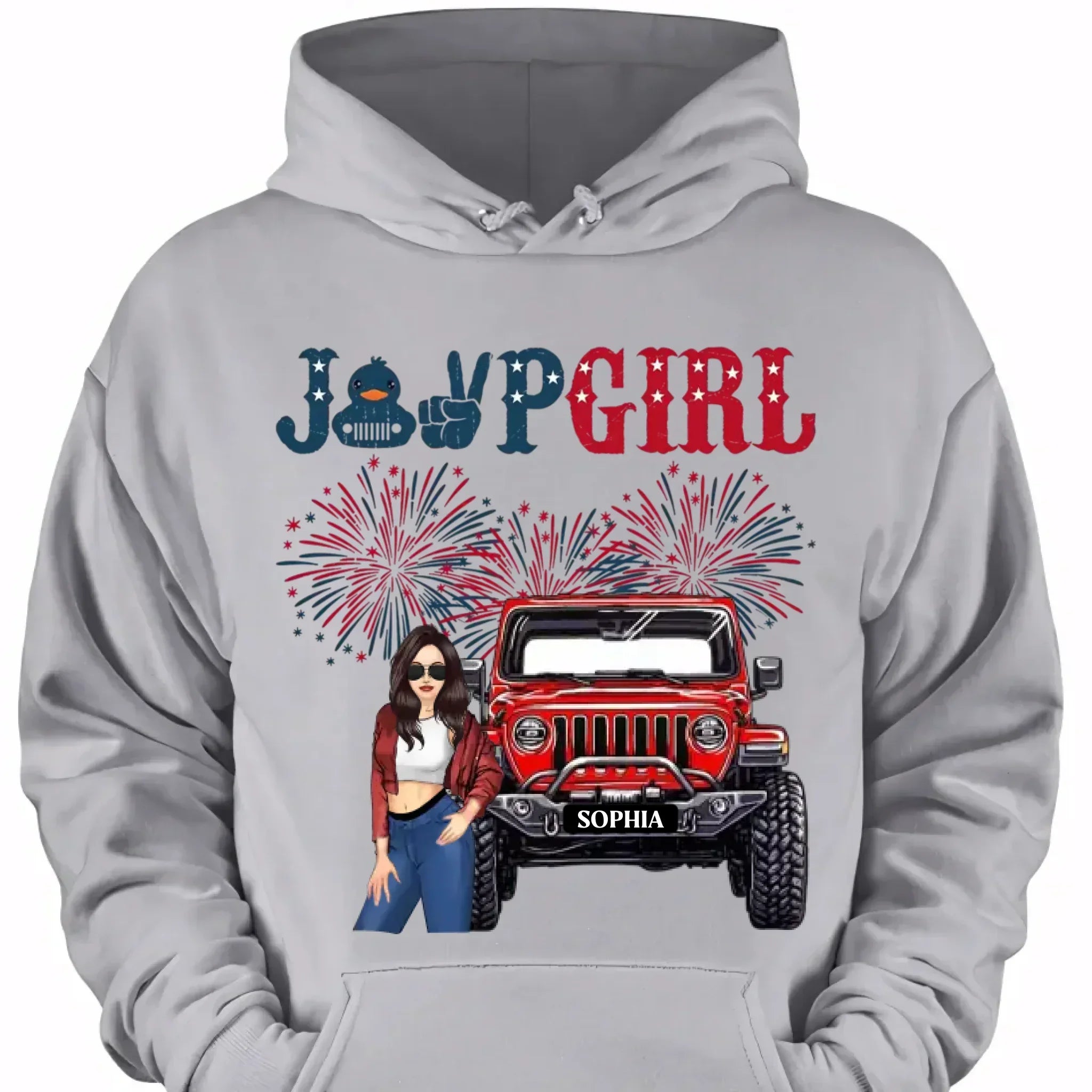 Custom Independence Day 4th Gift T-shirt - Personalised Girls Names and Images Jeep Girl Themed Clothes - A Gift For Girl,Sister,Friend,BFF,Jeep Lovers - Joliny