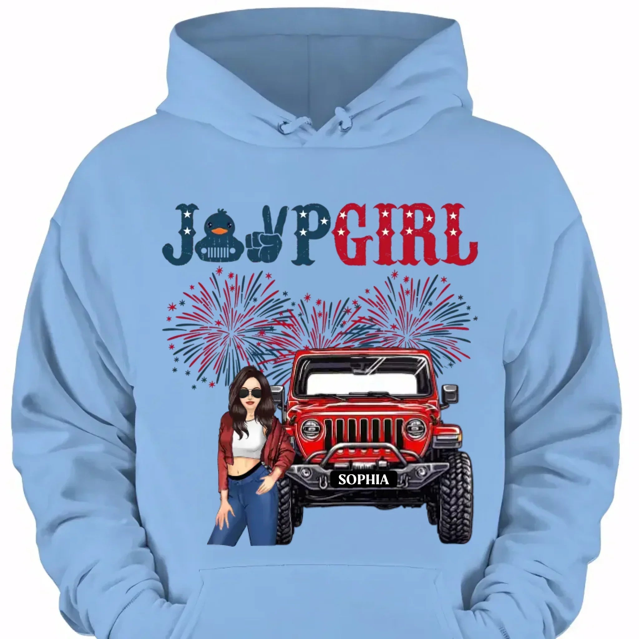 Custom Independence Day 4th Gift T-shirt - Personalised Girls Names and Images Jeep Girl Themed Clothes - A Gift For Girl,Sister,Friend,BFF,Jeep Lovers - Joliny