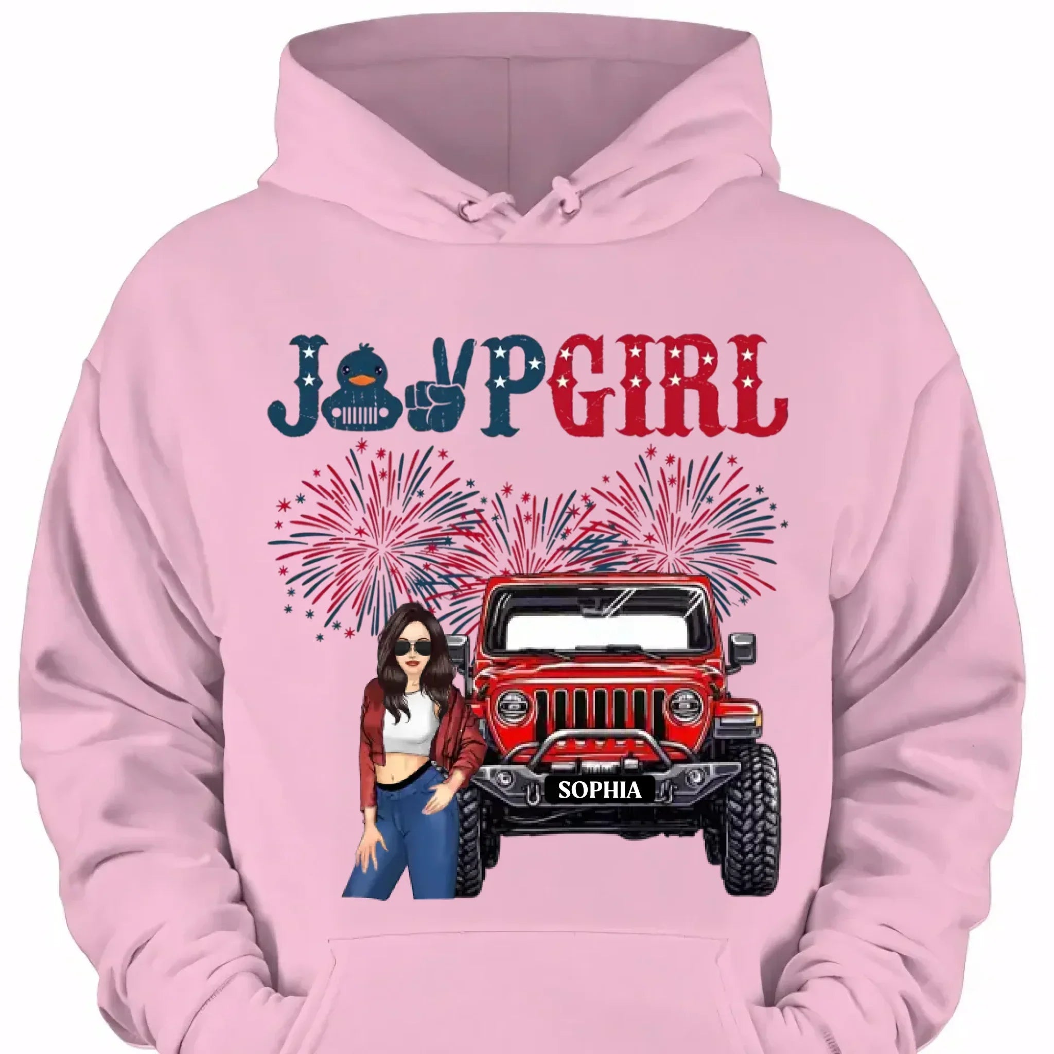 Custom Independence Day 4th Gift T-shirt - Personalised Girls Names and Images Jeep Girl Themed Clothes - A Gift For Girl,Sister,Friend,BFF,Jeep Lovers - Joliny