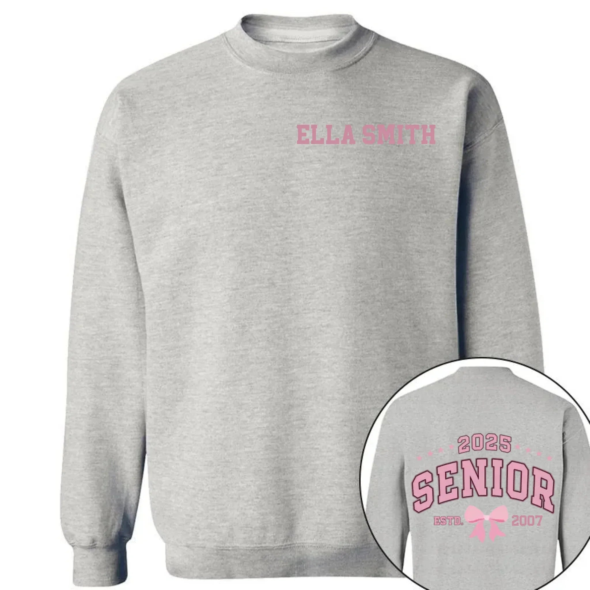 Customized Graduation Themed T-shirts - Clothes with Personalized Names and Years on the Back Featuring Double-sided Printed Bow patterns- Gifts for Family,Grandchildren,Graduate - Joliny